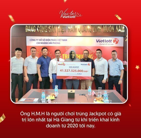 Vietlott tổ chức trao thưởng Jackpot hơn 41 tỷ cho khách hàng H.M.H